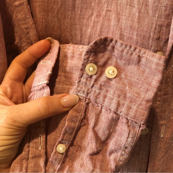 Mens Uniqlo 100 linen long sleeve shirt button down excellent condition size L - Picture 3 of 7